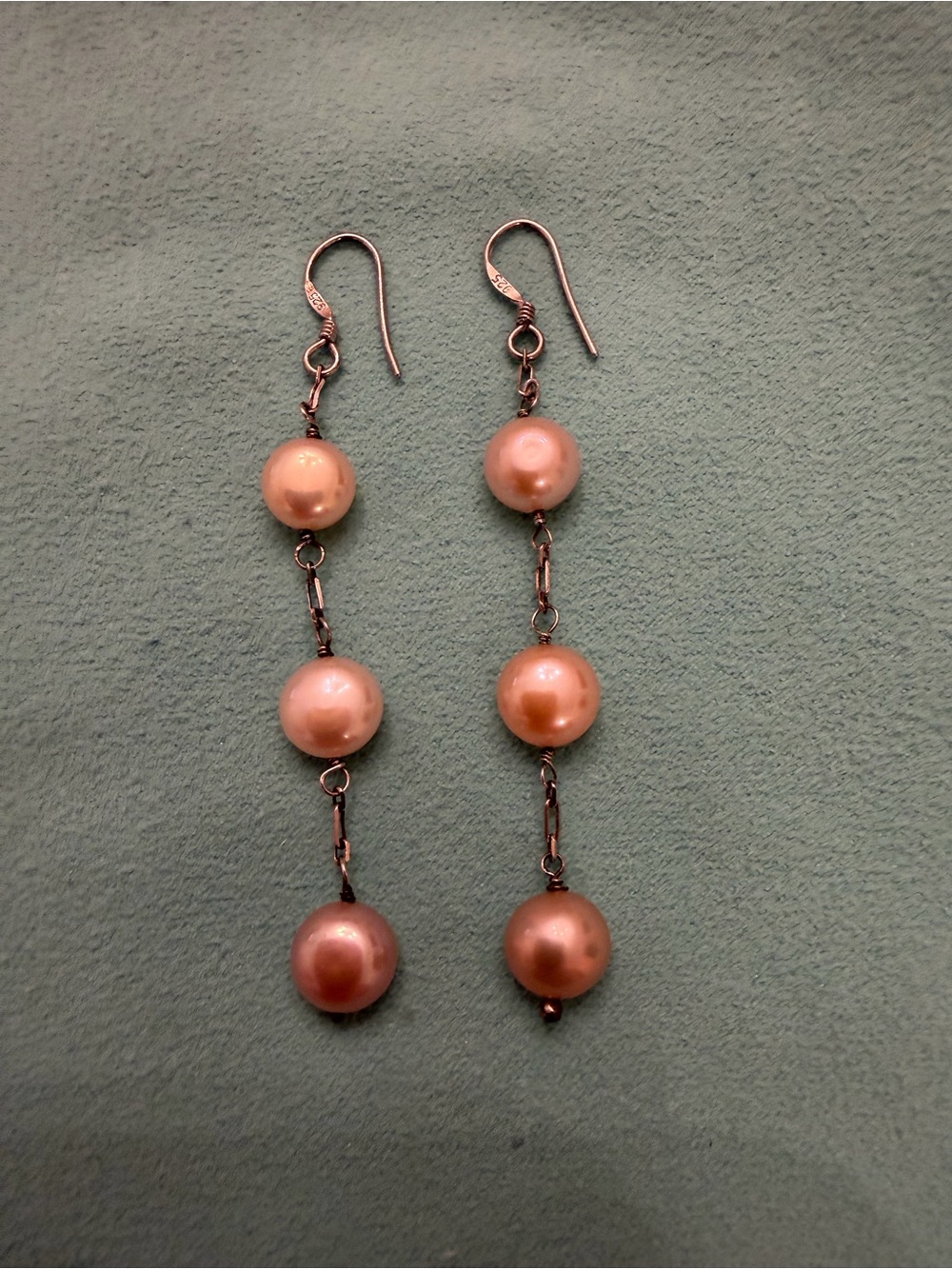 Tiffany&Co. Elsa Peretti Sterling Silver Pink Pearl Earrings Dangle